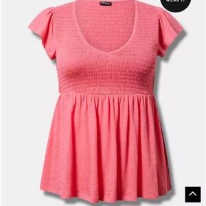 Torrid - V-Neck Smocked Babydoll Top - Size 2